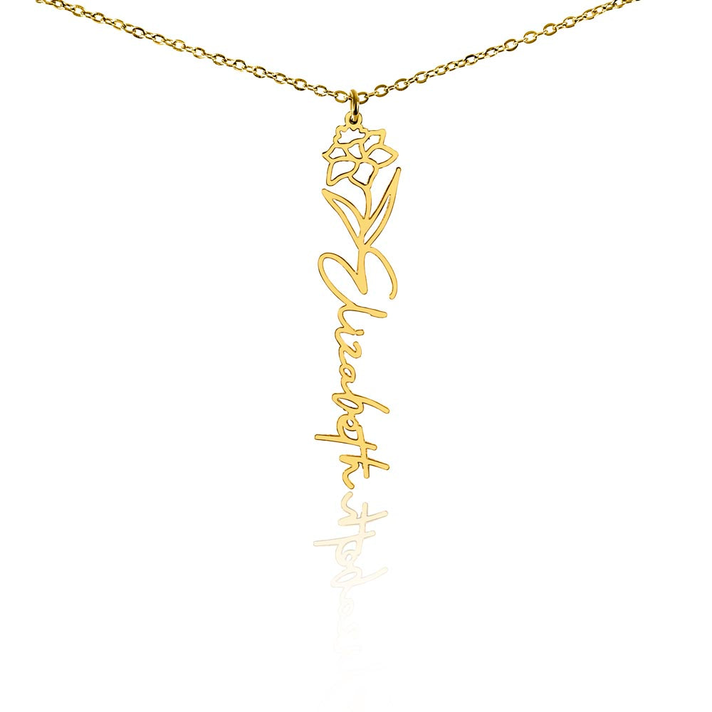 Birth Flower Name Necklace