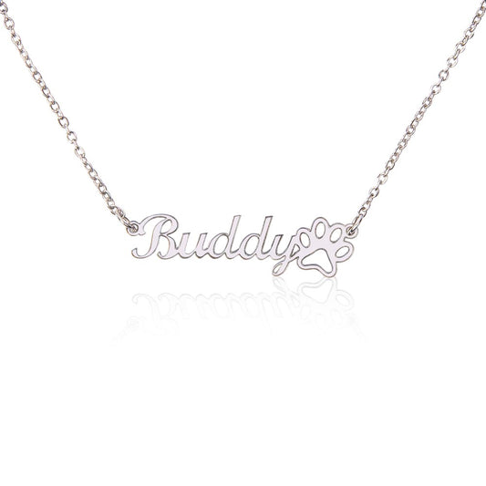 Classic Paw Print Name Necklace